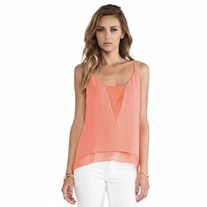 BCBGMaxAzria Lyssa Layered Tank - Coral. Size Small